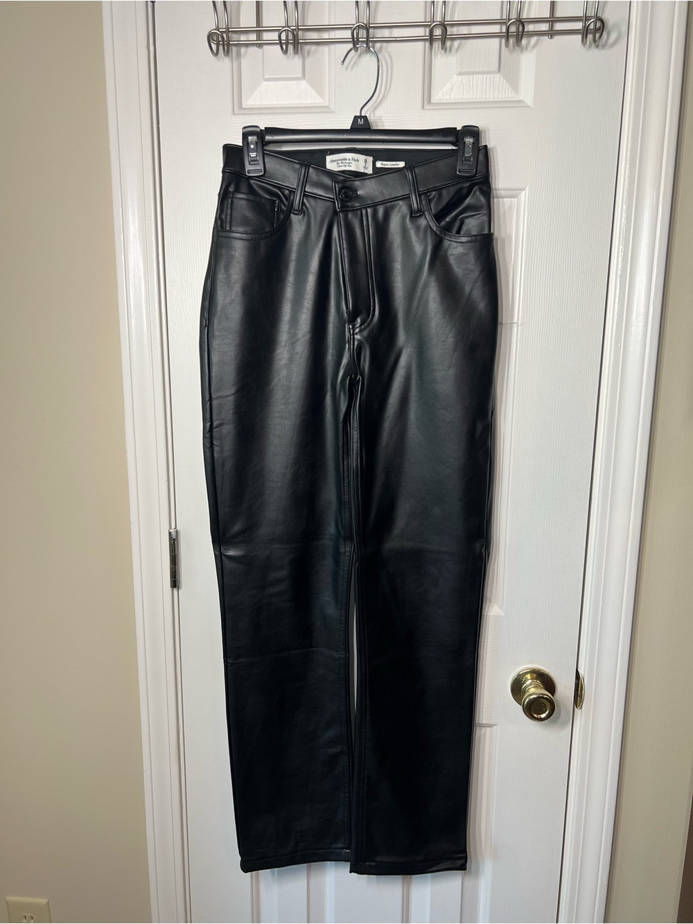 Abercrombie & Fitch Black Faux Leather Men’s Straight-Leg Pants